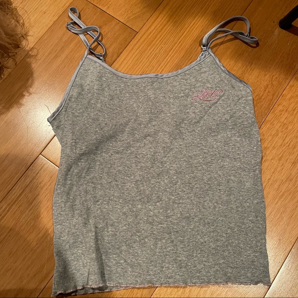 Victoria's Secret Pajama Tank Top Love Grey and Pink size Small EUC